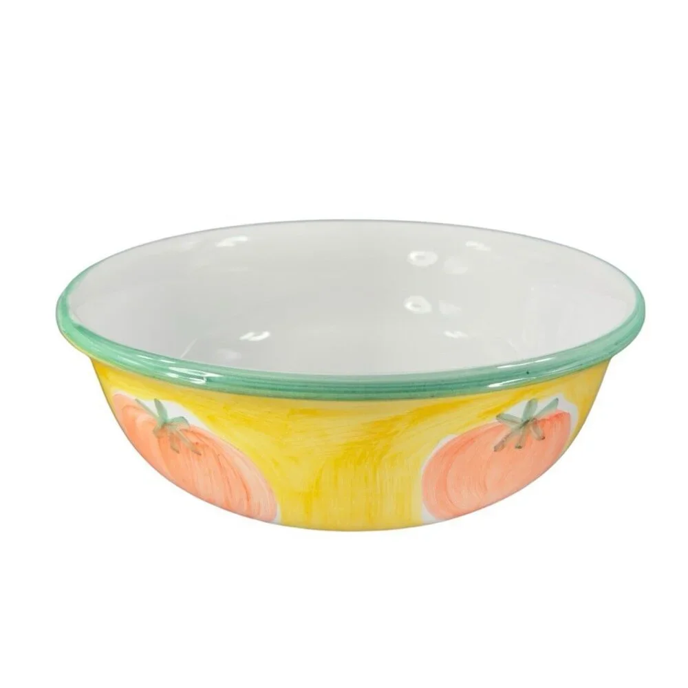 Pottery Barn Sunnyside Dish Bowl Large Tomatoes Check Pattern Ceramic Made Italy